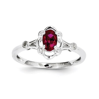 Ruby &amp; Diamond July Ring Sterling Silver QBR21JUL, MPN: QBR21JUL, 883957495620