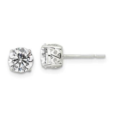 CZ Diamond Circle Post Earrings Sterling Silver Polished QE16131, MPN: QE16131, 196904150641
