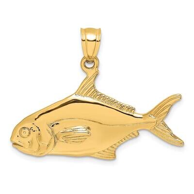 Pompano Fish Charm 14k Gold 3-D Polished K7550, MPN: K7550, 637218115549