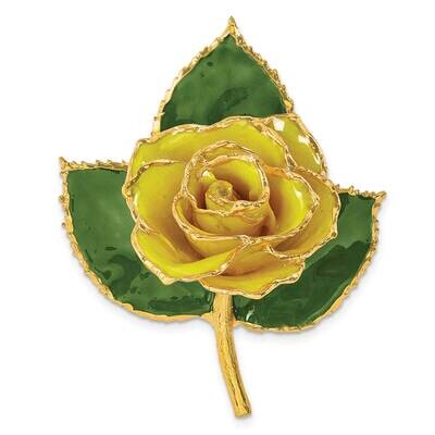 24K Gold Trim Yellow Rose Brooch GM22700, MPN: GM22700, 812465023384