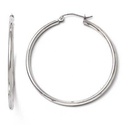 Leslie&#39;s Polished Hinged Hoop Earrings - 10k White Gold HB-TA07, MPN: TA07, 883957025018