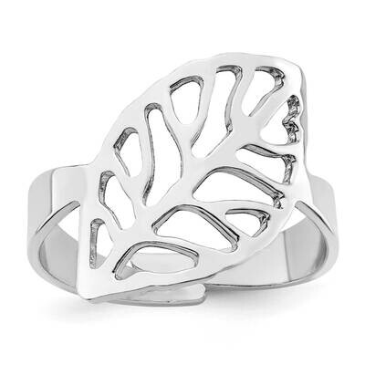 Polished Four Leaf Adjustable Ring Sterling Silver Rhodium-Plated QR7227, MPN: QR7227,