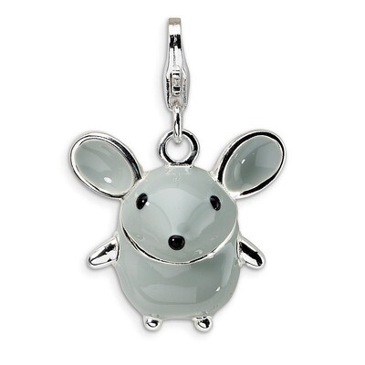 3-D Enameled Grey Mouse Charm Sterling Silver QCC182 by Amore La Vita, MPN: QCC182, 883957331393