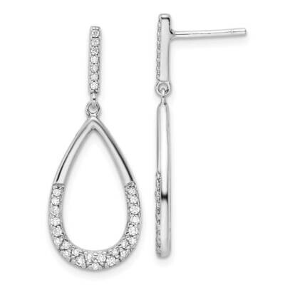 CZ Diamond Teardrop Dangle Post Earrings Sterling Silver Rhodium-Plated Polished QE16253, MPN: QE16…