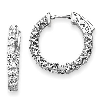 Diamond Round Hoop with Safety Clasp Earrings 14k White Gold XE2005WAA, MPN: XE2005WAA, 191101381140