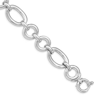 Polished Fancy Link Bracelet Sterling Silver Rhodium Plated QG4842-7.75, MPN: QG4842-7.75, 19110176…