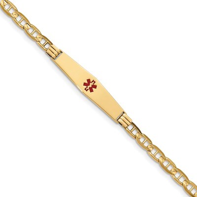 7 Inch Medical Soft Diamond Shape Red Enamel Anchor ID Bracelet 14k Gold XM570CC-7, MPN: XM570CC-7,…