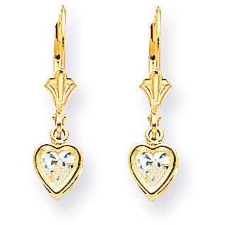 5mm Heart Cubic Zirconia Earrings 14k Gold XLB109CZ Diamond, MPN: XLB109CZ, 883957119359