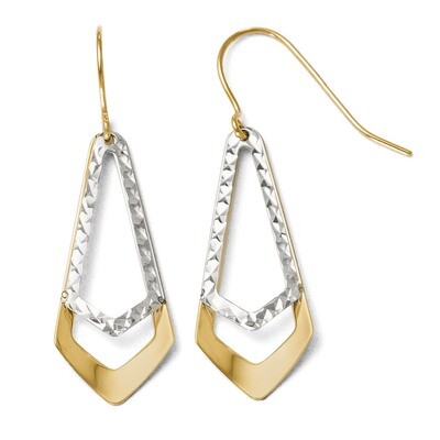 Leslie&#39;s Diamond-cut Shepherd Hook Dangle Earrings - 10k Gold Two-Tone HB-TB13, MPN: TB13, 19110175…