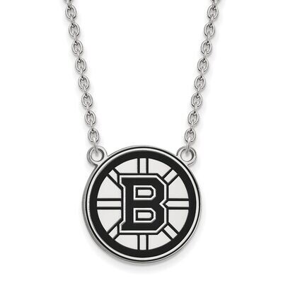 Boston Bruins Large Enamel Pendant with Chain Necklace Sterling Silver SS045BRI-18, MPN: SS045BRI-1…