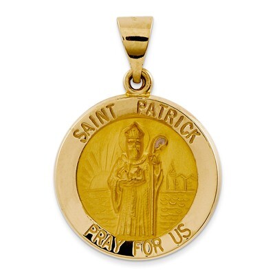 Saint Patrick Medal Pendant 14k Gold Polished and Satin XR1373, MPN: XR1373, 883957421872