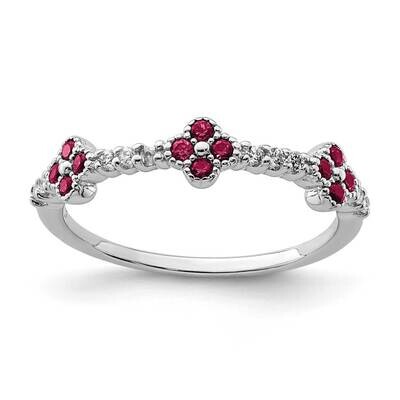 Pink &amp; Clear CZ Diamond Ring Sterling Silver Rhodium Plated QR7026, MPN: QR7026, 883957994727
