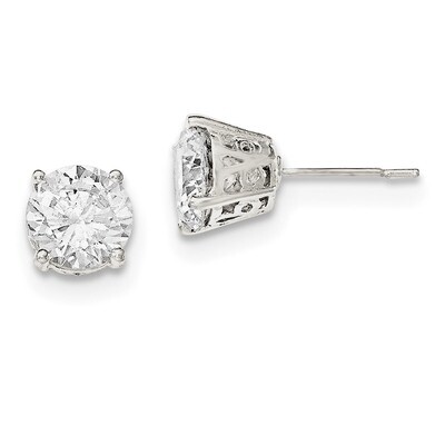 CZ Diamond Post Earrings Sterling Silver QE12191, MPN: QE12191, 883957804330