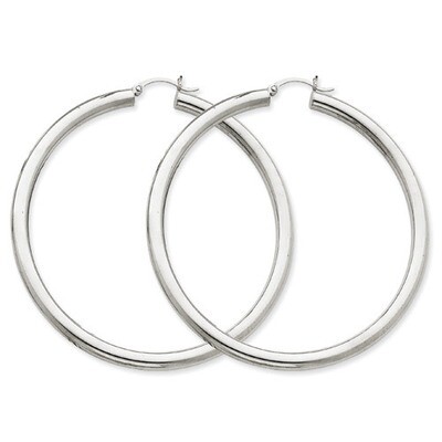 4mm x 65mm Tube Hoop Earrings 14k White Gold T866, MPN: T866, 883957287140