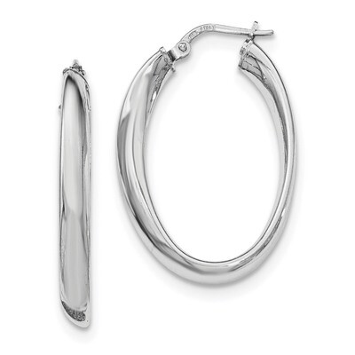 Oval Hoop Earrings Sterling Silver Rhodium-plated QE11428, MPN: QE11428, 191101231612