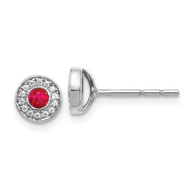 Ruby Post Earrings 14k White Gold Diamond EM5587-RU-010-WA, MPN: EM5587-RU-010-WA, 191101838545