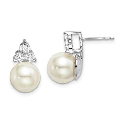 Si1/Si2, G H I, Cultured Freshwater Pearl Post Earrings 14k White Gold Lab Grown Diamond EM7948-063…