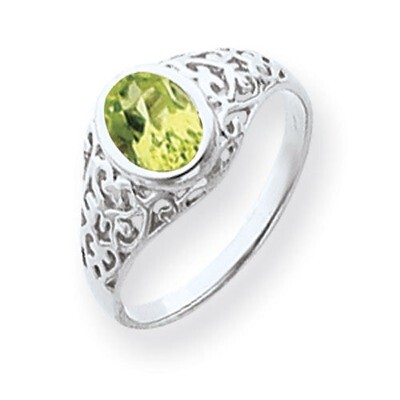 Peridot Ring 14k white Gold 7x5mm Oval Y4674PE, MPN: Y4674PE, 883957591605