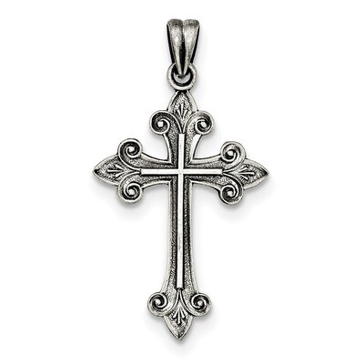 Textured and Brushed Latin Cross Pendant Sterling Silver Antiqued QC8153, MPN: QC8153, 191101366765