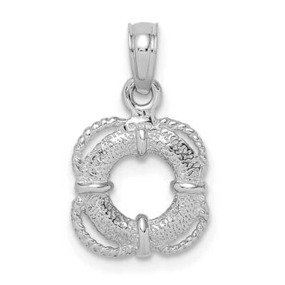 Lifesaver Ring with Rope Trim 14k White Gold 3-D K7455W, MPN: K7455W, 196904083048