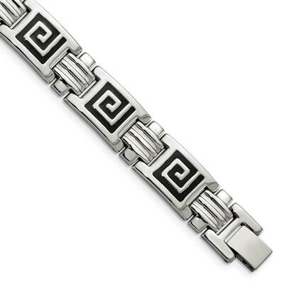 Black Enamel 9 Inch Bracelet Stainless Steel SRB134-9 by Chisel, MPN: SRB134-9, 883957745213