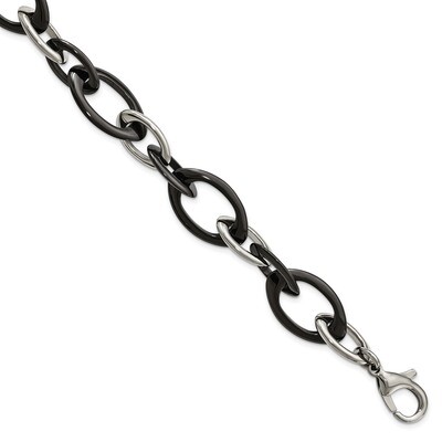 Black Ceramic Polished Bracelet Stainless Steel SRB2142-8 by Chisel, MPN: SRB2142-8, 191101646133