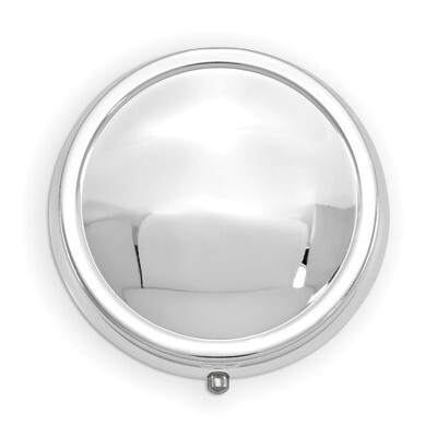 3-Section Round Pillbox with Mirror Silver-tone GM16814, MPN: GM16814, 788089048297