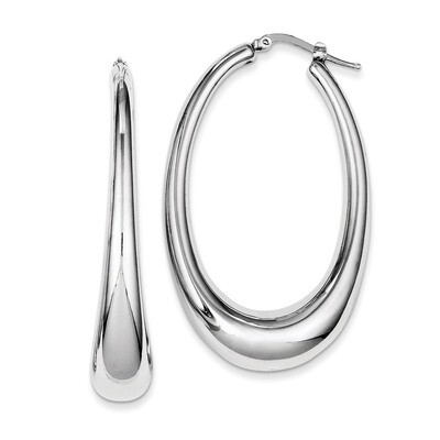 Hollow Hoop Earrings Rhodium Plated Polished Sterling Silver Polished QE8281, MPN: QE8281, 19110119…