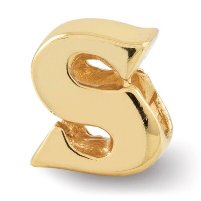 Gold-plated Letter S Bead - Sterling Silver QRS468SGP, MPN: QRS468SGP, 886774992181
