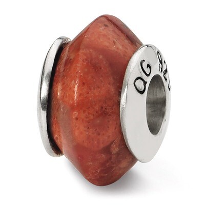 Bamboo Coral Stone Bead - Sterling Silver QRS1682, MPN: QRS1682, 883957308869