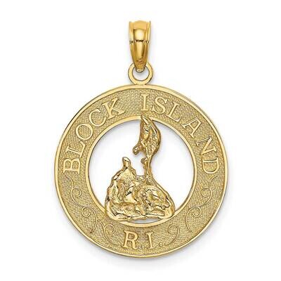 Block Island Ri Round Frame with Map Charm 14k Gold K8085, MPN: K8085, 637218139248