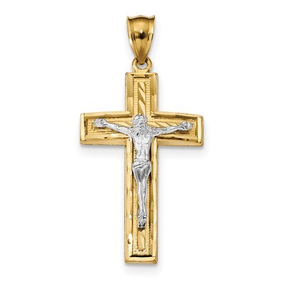 Diamond -cut Latin Crucifix Pendant 14k Two-Tone Gold K6314, MPN: K6314, 886774033983