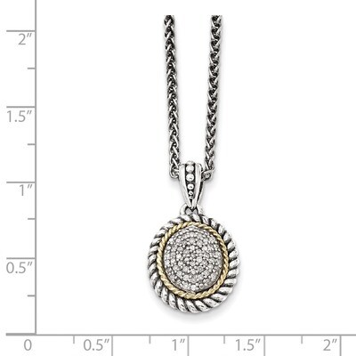 Diamond Necklace Sterling Silver &amp; 14k Gold Antiqued QTC1036, MPN: QTC1036, 191101385957