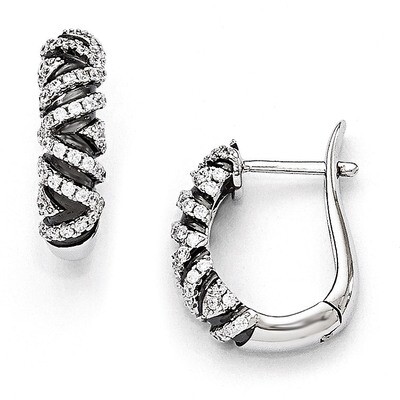 Hinged Hoop Earrings Sterling Silver &amp; Cubic Zirconia QMP1046, MPN: QMP1046, 886774295176