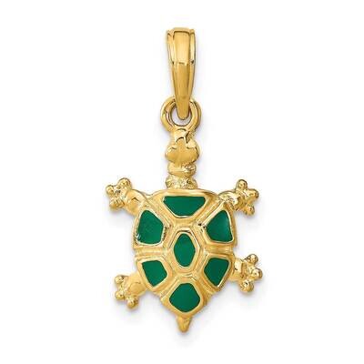 Green Enamel Land Turtle Charm 14k Gold K6684, MPN: K6684, 63721811164