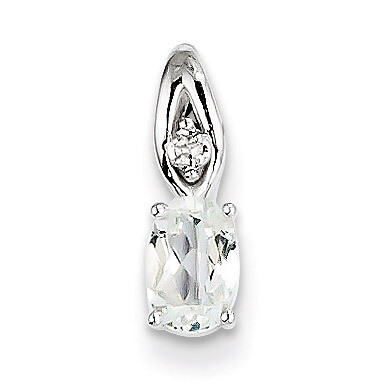 White Topaz Diamond Pendant 14k White Gold Genuine XBS313, MPN: XBS313, 883957570716