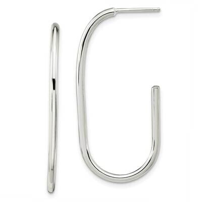 Oval J-Hoop Post Earrings Sterling Silver Polished QE15989, MPN: QE15989, 196904152027