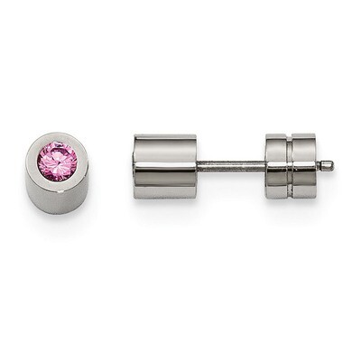CZ Oct Birthstone Polished Post Earrings Stainless Steel SRE1003 by Chisel, MPN: SRE1003, 191101645…