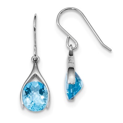 Light Swiss Blue Topaz Shepherds Hook Earrings Sterling Silver Rhodium-plated QE14047BT, MPN: QE140…