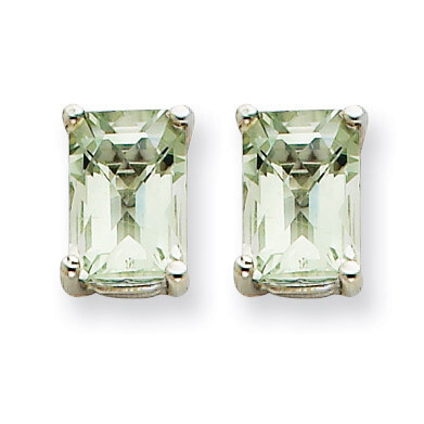 7x5mm Emerald-Cut Green Quartz Earrings 14k White Gold XE66WAG, MPN: XE66WAG, 883957095912