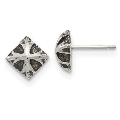 Post Earrings Stainless Steel Antiqued Polished SRE1240 by Chisel, MPN: SRE1240, 191101499920