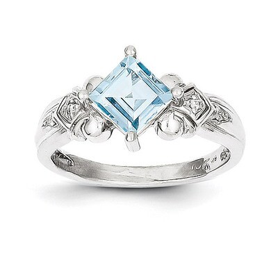 Aquamarine &amp; Diamond Ring 10k White Gold 10X207, MPN: 10X207, 883957430232