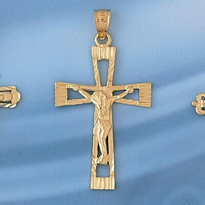 Dazzlers Jewelry Jesus Christ on Cross Pendant Necklace Charm Bracelet in Yellow, White or Rose Gol…