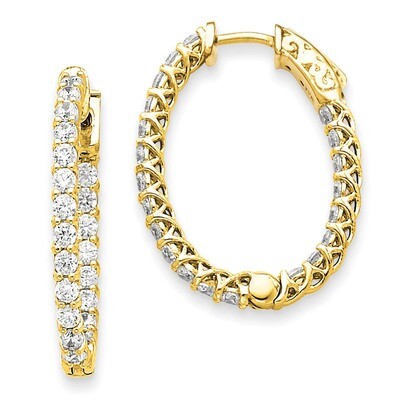 Diamond Oval Hoop with Safety Clasp Earrings 14k Gold XE2025AA, MPN: XE2025AA, 191101536496