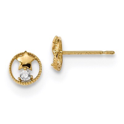 Madi K Kids CZ Diamond Star in Circle Post Earrings 14k Gold GK917, MPN: GK917, 886774015859