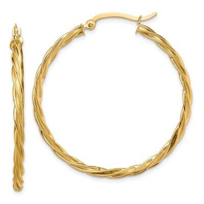 Twisted 2.5mm Hoop Earrings 14k Gold Polished  TF1609, MPN: TF1609, 883957955582