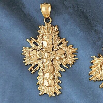 Dazzlers Jewelry Cross Pendant Necklace Charm Bracelet in Yellow, White or Rose Gold 8034, MPN: DZ-…