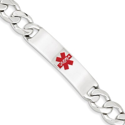 7.5 Inch Medical Figaro Anchor Link ID Bracelet Sterling Silver Polished XSM176-7.5, MPN: XSM176-7.…