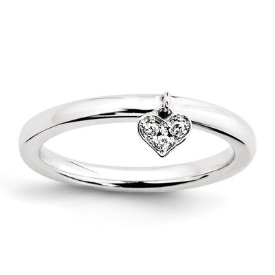 Dangle Heart Diamond Ring - Sterling Silver QSK1060, MPN: QSK1060, 886774203065