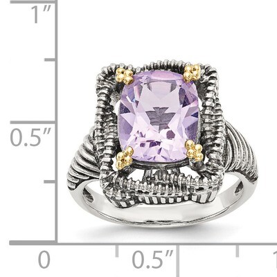 Pink Quartz Ring Sterling Silver &amp; 14k Gold QTC1519, MPN: QTC1519, 191101466069